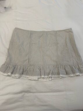 PacSun Beige and White Striped Ruffle Mini Skirt